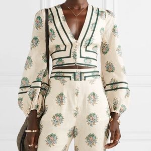 Zimmermann Cream Floral Crop Top SZ 1/S